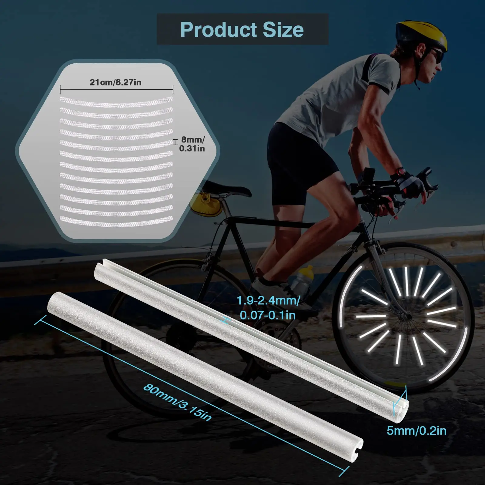 Spoke Reflector Bicycle Reflector Clip Tube 360° Visibility Safe Riding At Night For All Standard Bike Spokes