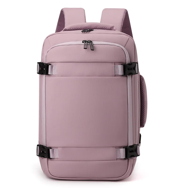 Pink Expandable Travel Backpack with Multi View Display Water Resistant Fabric Suitable for Business Trips Outdoor Activities