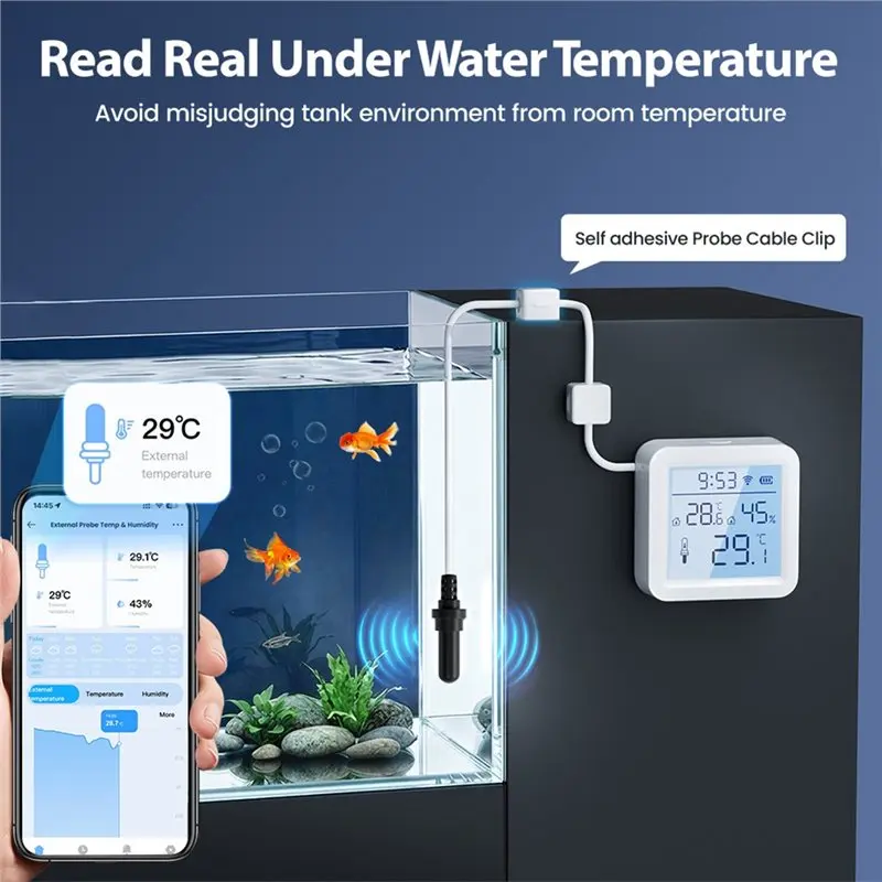 ABMH-Tuya Smart Home Wifi Thermo-Hygro Meter Temperature And Humidity Sensor With External Probe APP Remote Monitoring Data View