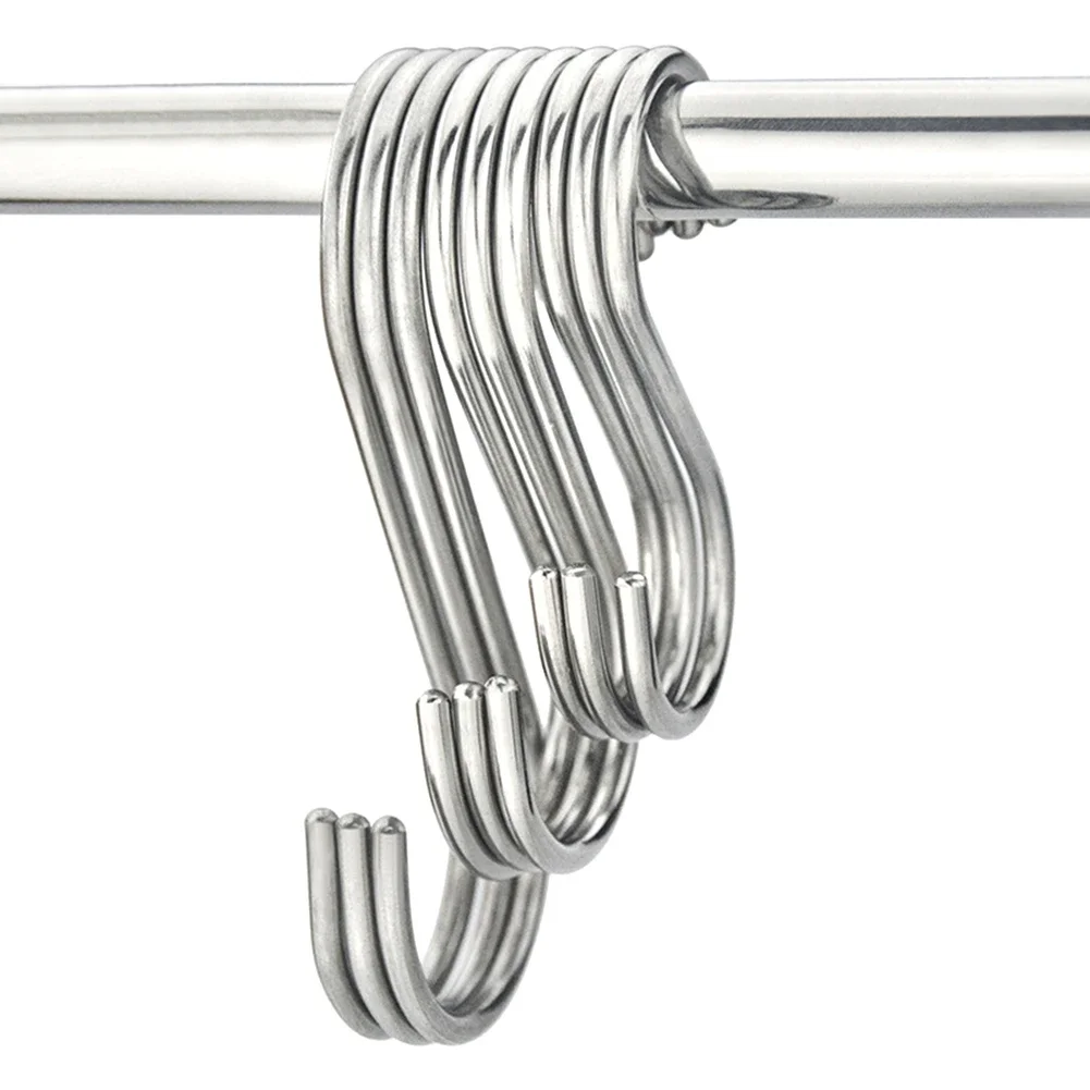 304 Stainless Steel S Hooks with Sharp Tip Utensil Meat Clothes Hanger Hanging Hooks for Butcher Shop Kitchen Baking Tools