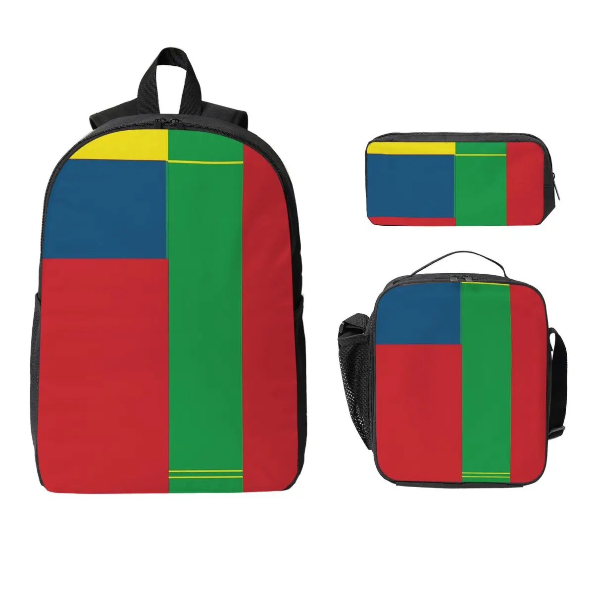 Primary Colors Backpack Student Boys Girls BookBag School Bag Laptop Shoulder Bags 3ps Insulated Lunch Bag Pencil Case