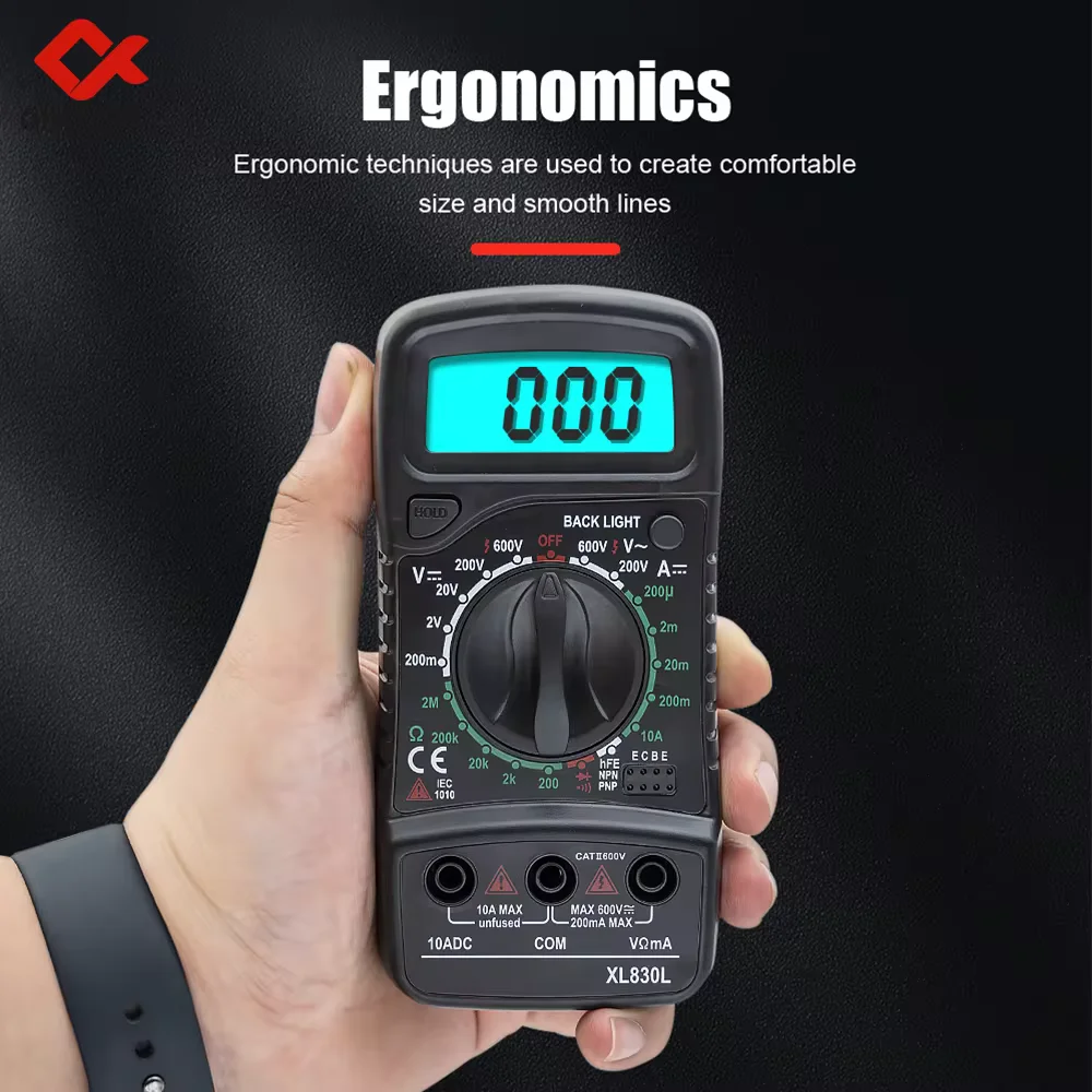 JCD XL830L Digital Multimeter AC/DC Ammeter Voltmeter Ohm Voltage Tester 1999 Counting Multifunctional Portable Multimeter