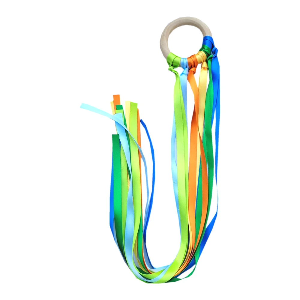 Montessori Style Sensory Toy BPA-free Rainbow Baby Ribbon Ring Newborns Upwards Develop Colour Recognition Sensory Toy