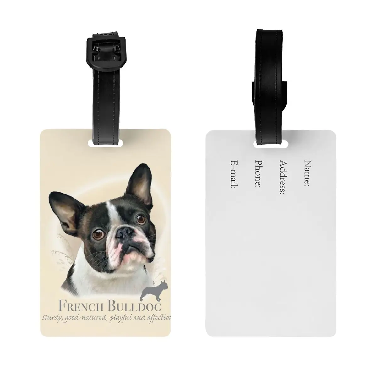 Custom French Bulldog Luggage Tag Privacy Protection Pet Animal Baggage Tags Travel Bag Labels Suitcase