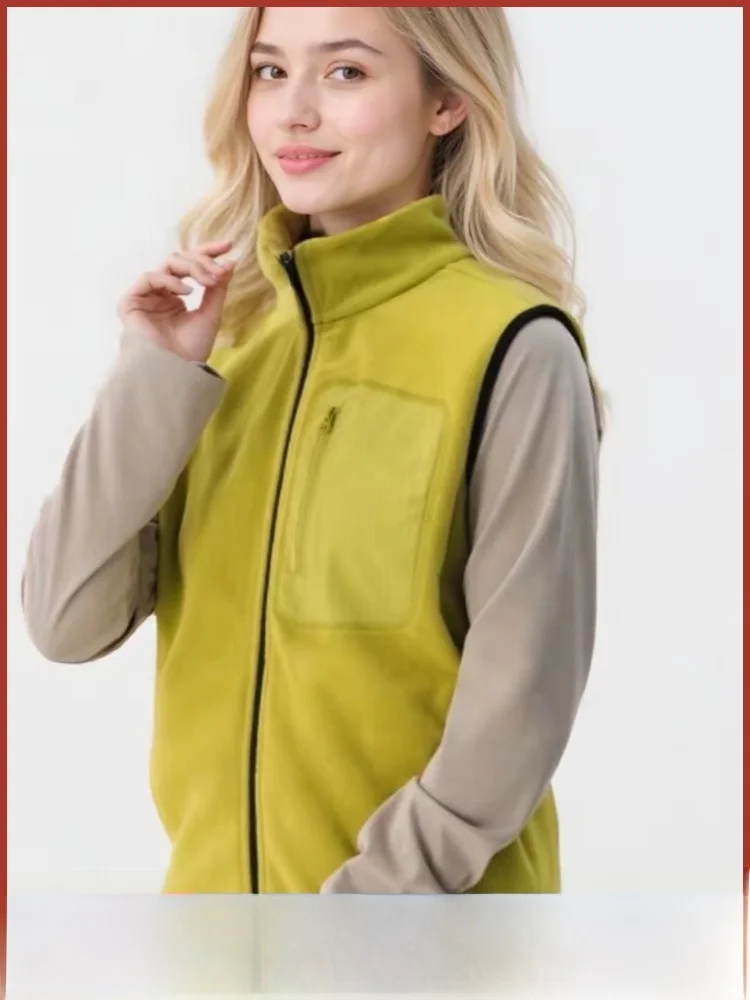 

ex Outdoor Sports Fce Lined Vest Middle Layer Inner ake Fce Vest Warmth Autumn Winter Zipper Decoration Stand Fit