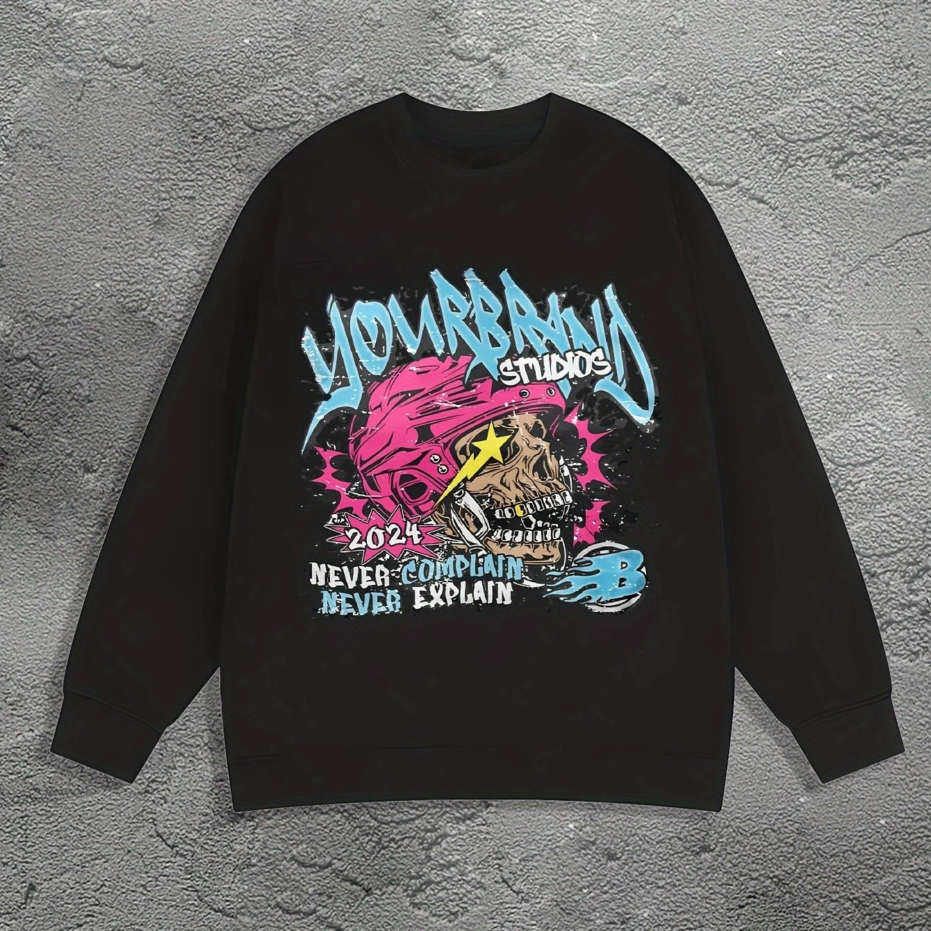 

Gothic Skull Pattern Print Autumn and Winter Men's and Women's Long Sleeved Sportswear Casual Loose Outdoor Street Sports
