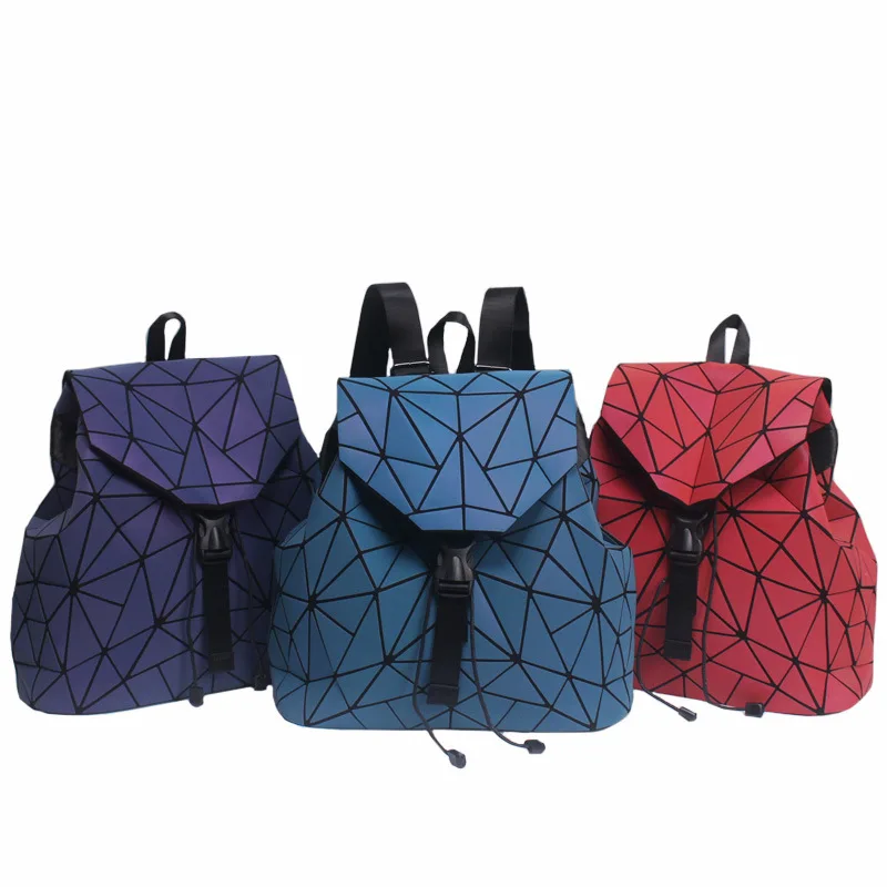 Leuchtende Bao Tasche Rucksack Frauen geometrische Rucksäcke für Teenager-Mädchen weibliche Laser Diamant Schüler Schult asche Mochila Bolsas