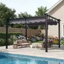 Outdoor 10' x 12' Pergola with Retractable Canopy