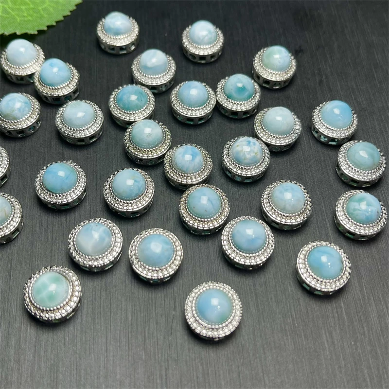 5PCS Natural Larimar Pendant Healing Gemstone Carved Figurine Gift Fashion Jewelry For Women Gift 12MM