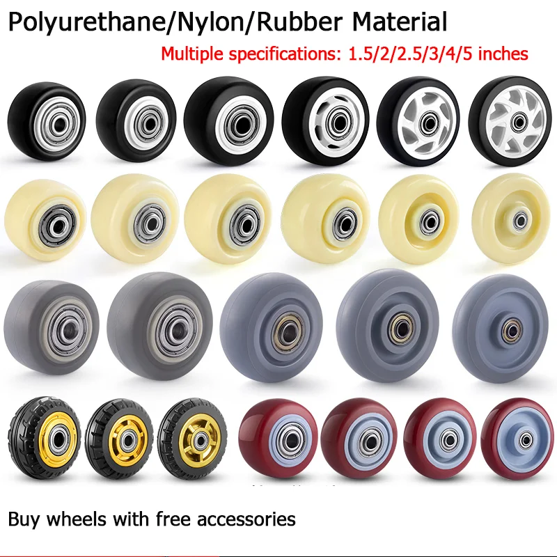 Casters, universal wheels, accessories, single wheel, silent small wheels, double bearings, 1.5-5 inches