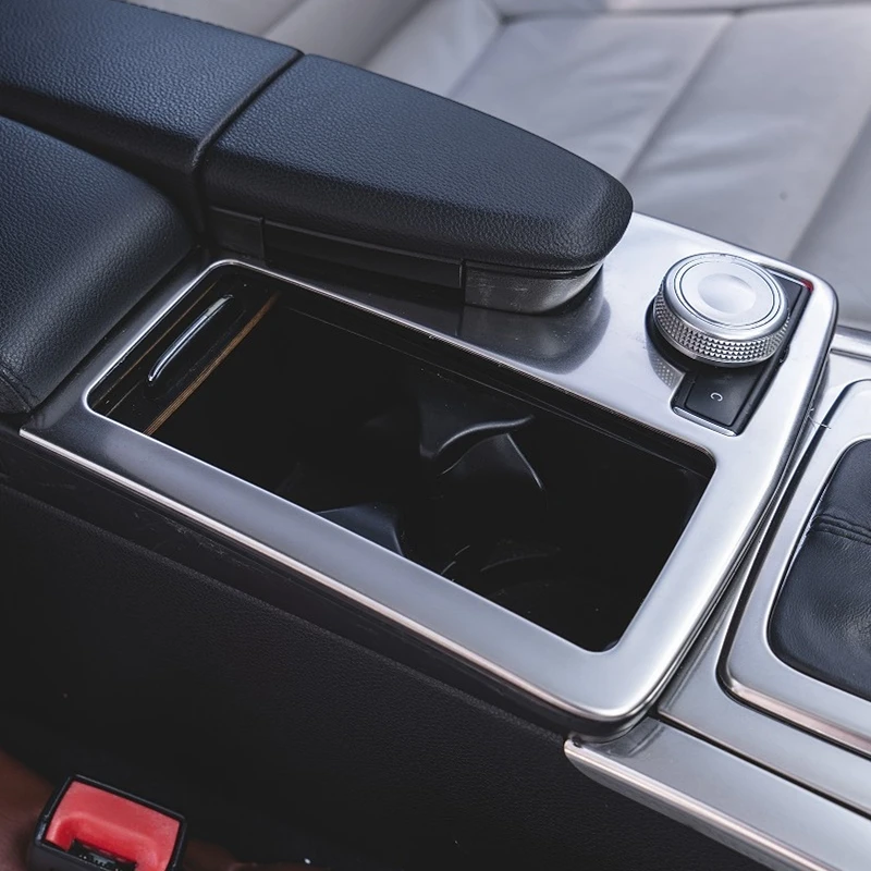 Stainless Steel Center Console Water Cup Holder Frame Decoration Cover Trim For Mercedes Benz E Class Coupe W207 C207 2009-2013
