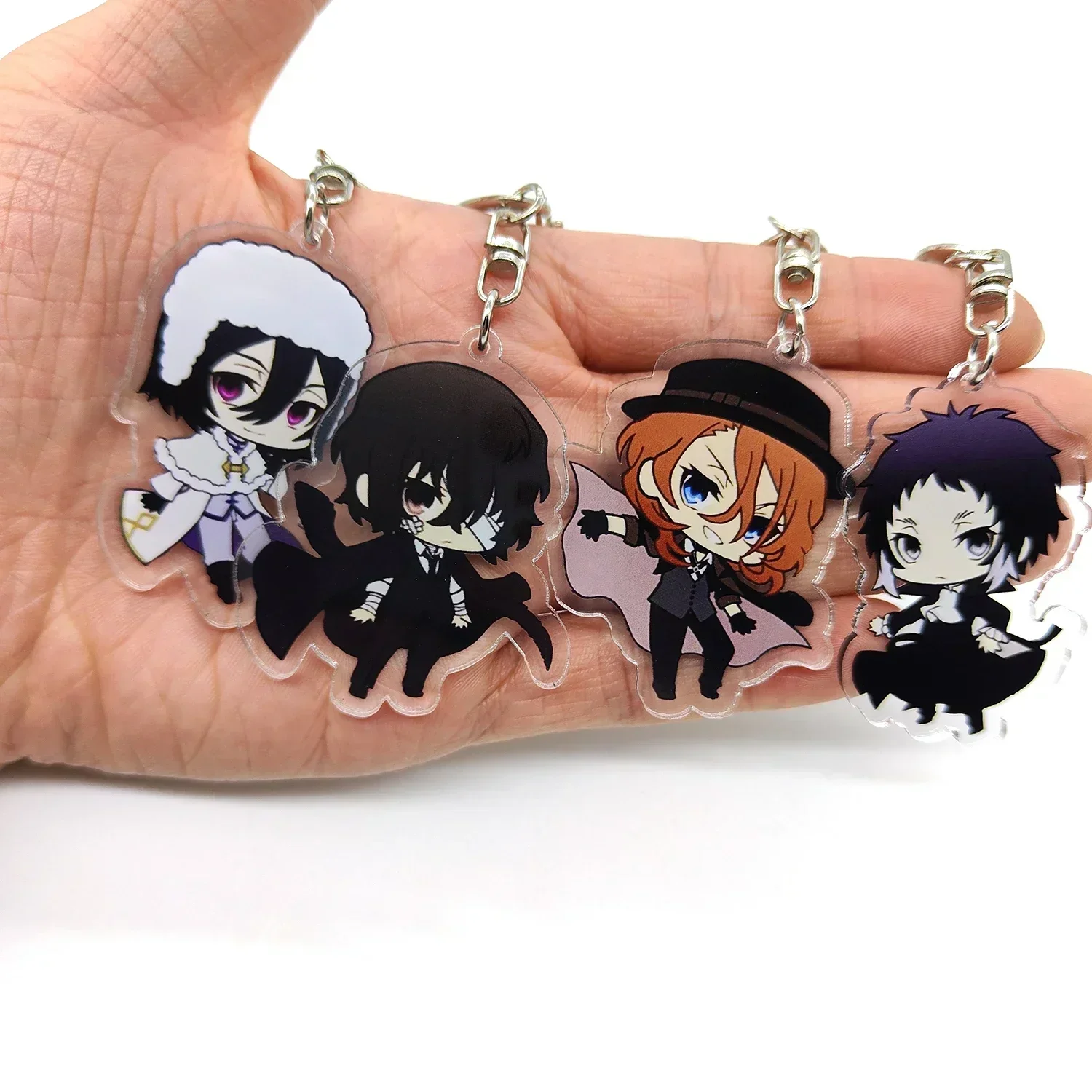 Anime Keychain Bungou Stray Dogs Atsushi Nakajima Dazai Key Chain for Women Accessories Cute Bag Pendant Key Ring for Fans Gift