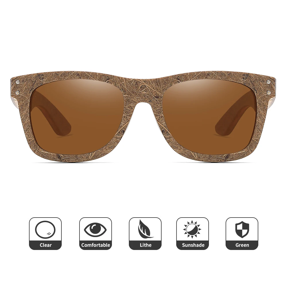 GM Brand Coconut Fiber Sunglasses Eco-Friendly New Wood, Made Polarized UV400 Protection Natural Degradation Glasses 8562