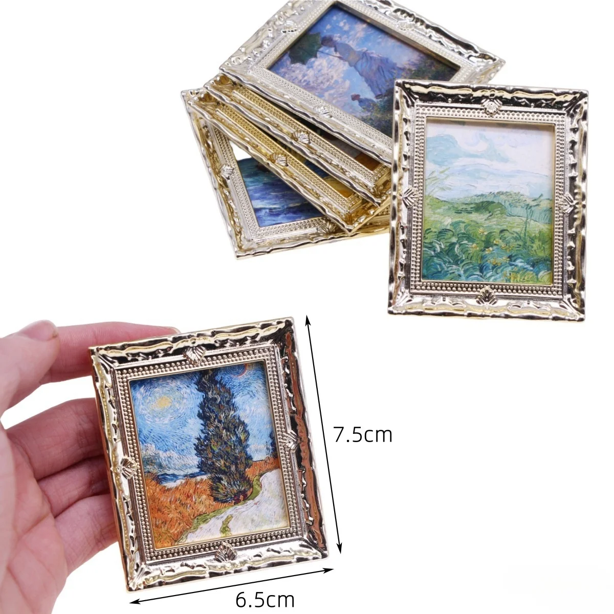 Fotos enmarcadas en miniatura Vintage 1:12, juguetes de pintura al óleo, accesorios para muñecas, adorno para Casa de muñecas, Mural, imagen de pared, Miniaturas, Casa