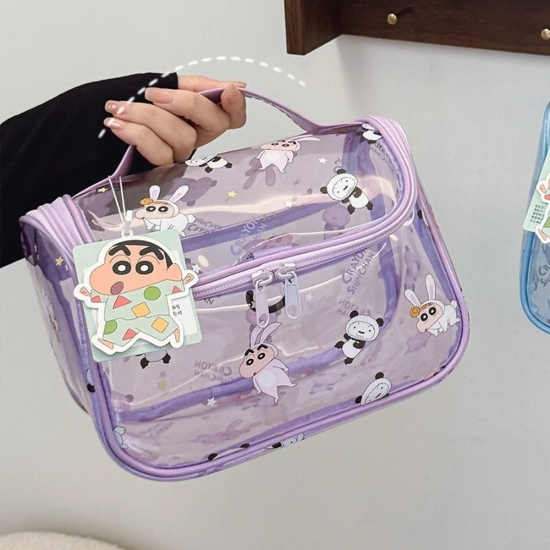 Crayon shin-chan Nohara Hiroshi dessin animé mignon sac cosmétique Transparent pratique grande capacité Portable sac de rangement de toilette