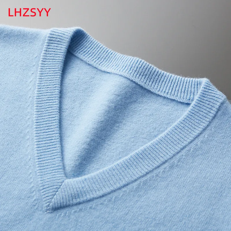 LHZSYY Men\' Cashmere Vest Sleeveless Sweater Spring Autumn V-Neck Vest Middle-Aged Warm Top Pure Wool Knit waistcoat Loose outer