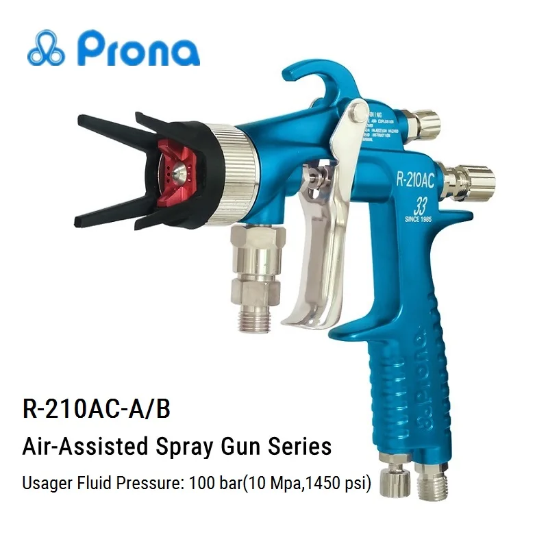 

Prona R-210AC High Pressure Air-Assisted Paint Spray Gun Air Mix Manual Pistol 10Mpa 1450psi Fluid Sprayer 100 Bar Max Fluid