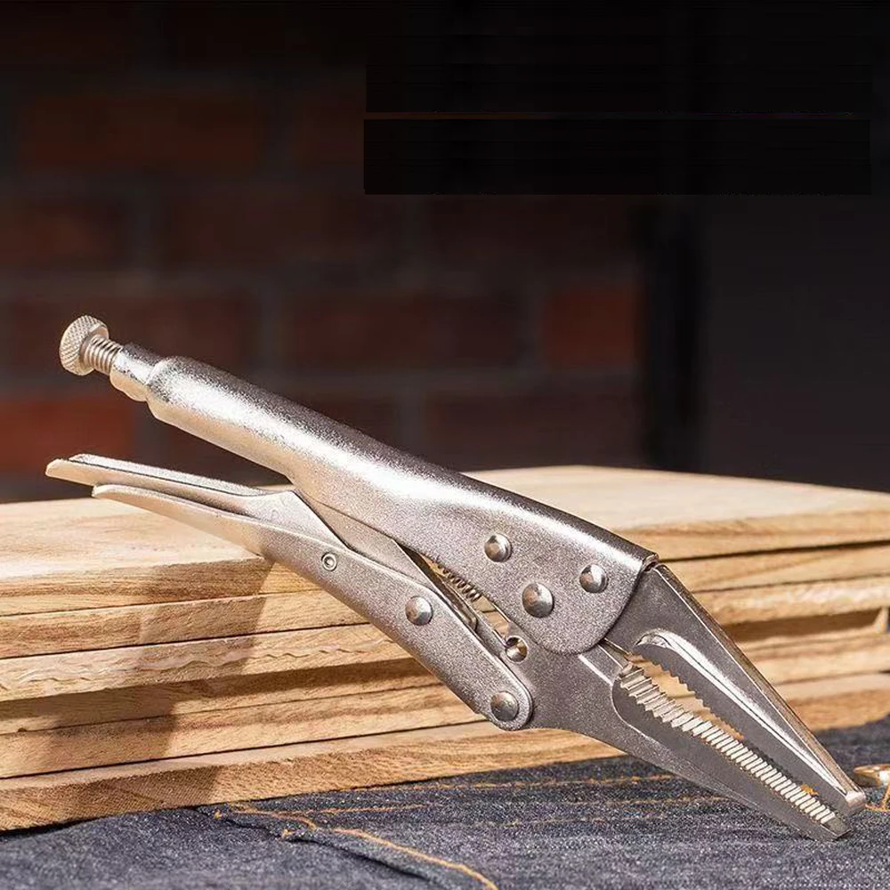 5-Zoll-Mini-Schraubzange mit gebogenen Zangenbacken, robuste Mini-Spitzzange mit verstellbarer Höhe und rutschfestem Griff – Detail 8