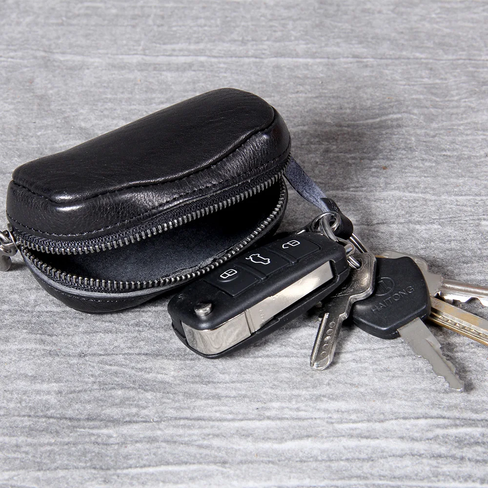 S.WORKER Schlüsselhalter aus Vollnarbenleder, einfache Echtleder-Schlüsseltasche aus Rindsleder für Herren, Schlüsselanhänger – Detail 14