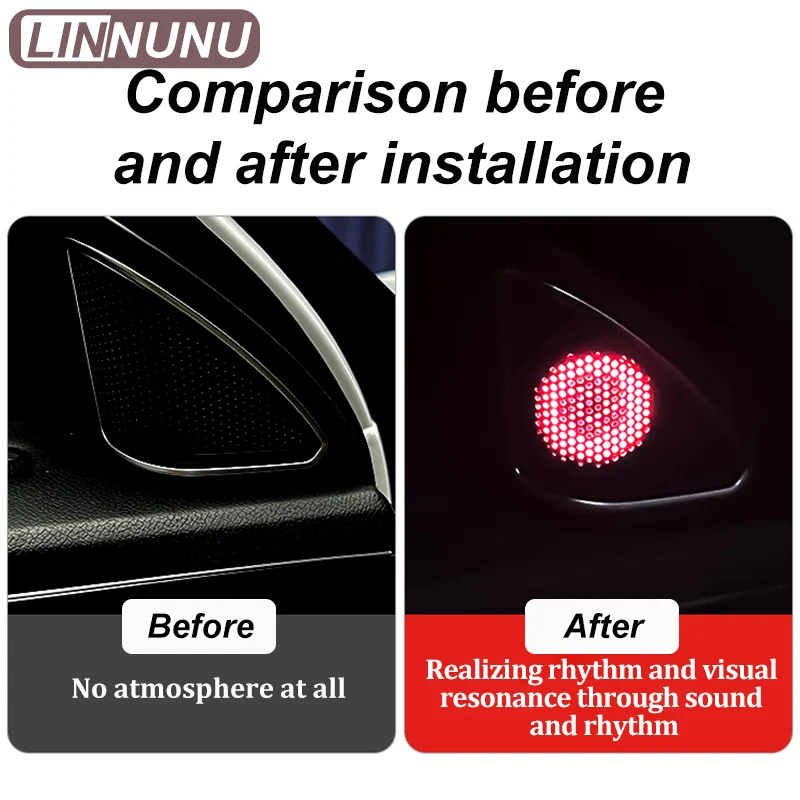 LINNUNU Car tweeter music ambient light for Geely Cityray Tweeter HiFi Music Stereo Horn Atmosphere light Decor Refit Boyue cool