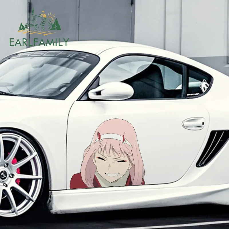 EARLFAMILY 43cm X 38.7cm Cute for Zero Two Big Car Stickers Anime Decal Windshield Camper Scratch Proof Waterproof Decals