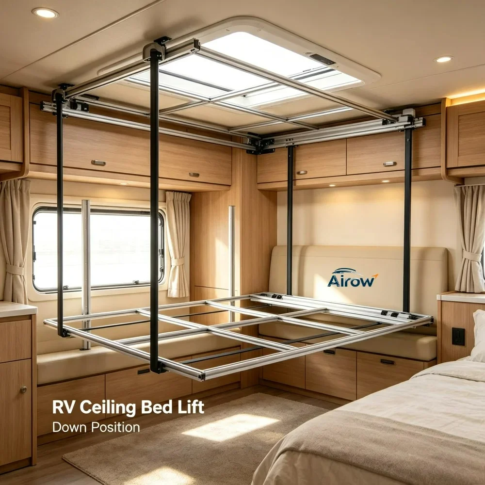 Caravan Electric Bed Lift,Motorized Aluminum Profile Lifting System for RV Motorhome,Adjustable Ceiling Bed Frame,Camper Van Par