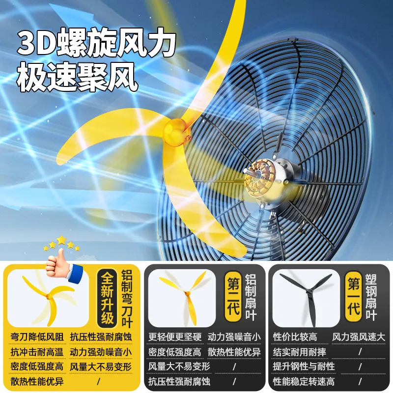 High Power Industrial Ox Horn Fan Strong Wind Floor & Wall Mount Fan for Home Commercial Factory Formaldehyde Removal