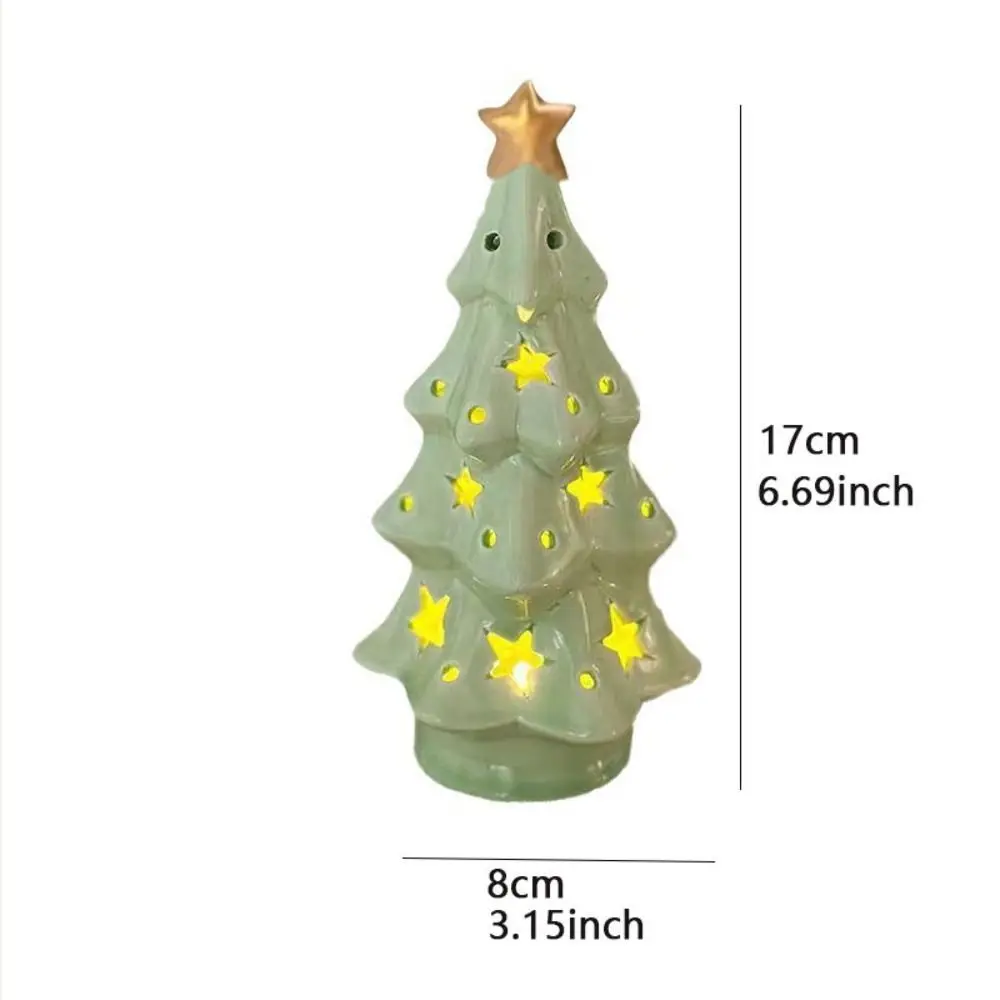 Figurines d'arbre de noël étoiles, cloche sans flamme, lampe de nuit, ornements d'arbre de noël en céramique translucide