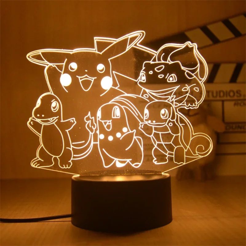 Animation Pokemon Cute Character Pikachu 3D Led Nightlight Model Toys Children's Bedroom Decoration Birthday Gift Christmas Gift