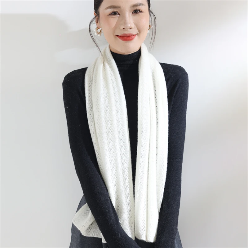 

100% cashmere scarf size 120 * 40 for women's autumn and winter outdoor wear, warm knit cashmere scarf shawl