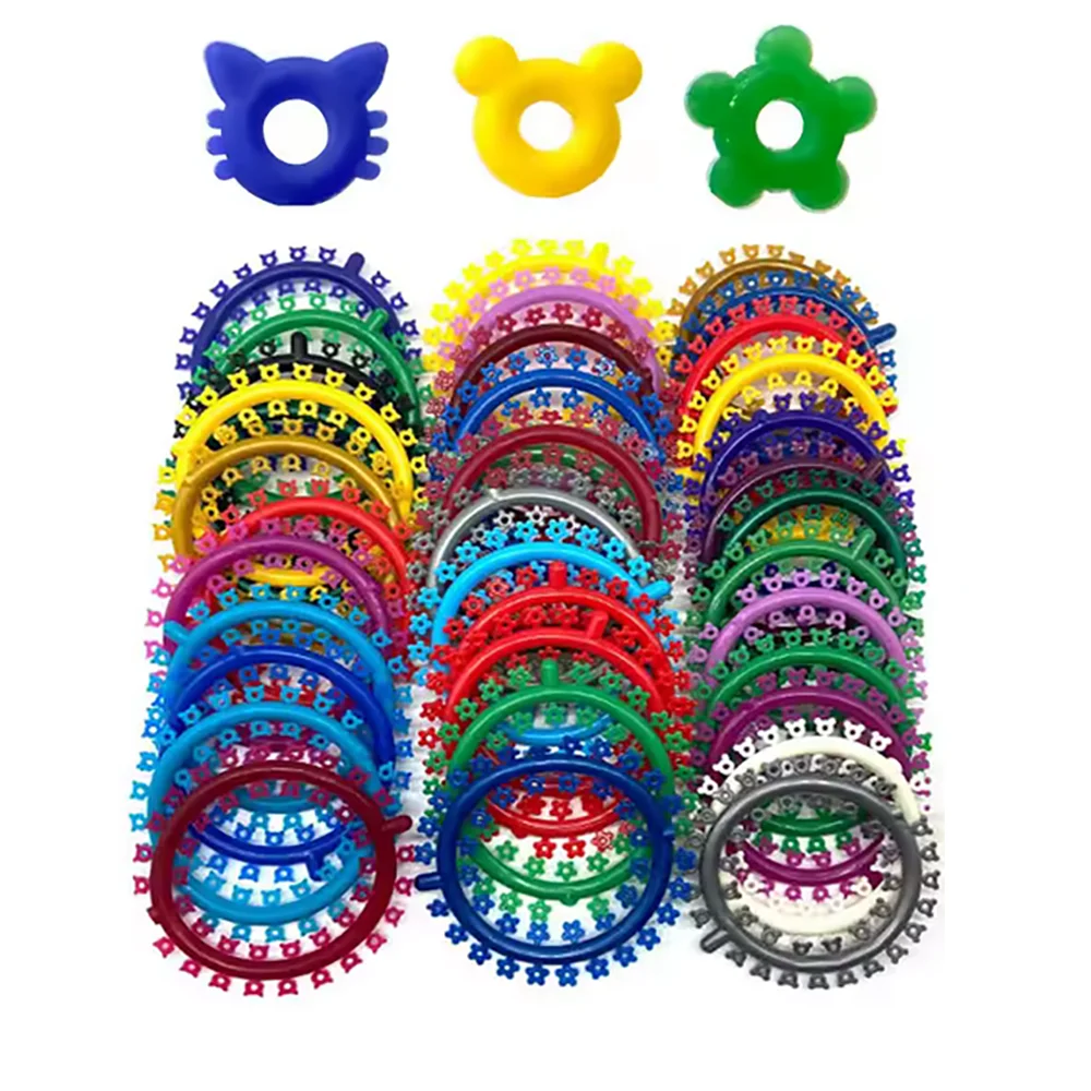 

1000 шт., стоматологические ортодонтические мультяшные лигатуры, завязки, уплотнительное кольцо, эластичные кольца для зубов, брекеты, цветок, Микки, кошка, материалы для стоматолога