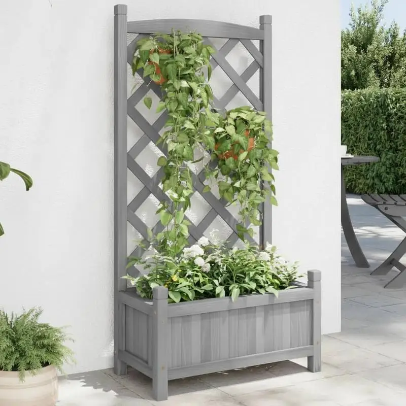 Jardinière surélevée en bois massif / pot de fleurs / bac de plantation. Ce pot de fleurs moderne est fabriqué en bois massif, robuste et durable, et convient à la plantation de fleurs, de légumes et de coriandre sur la terrasse ou le balcon.