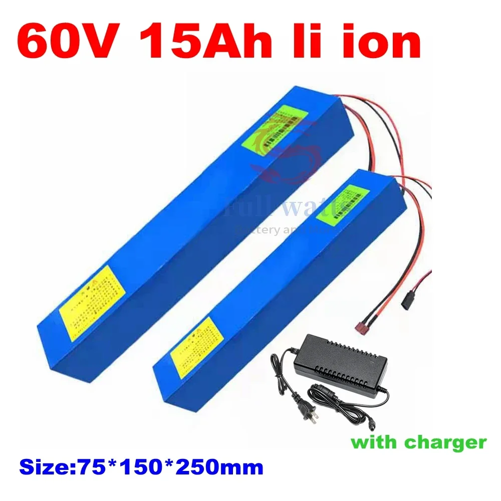 60V 15ah lithium ion battery li ion 18650 BMS rechargeble for 1500w 1000w scooter E bike bicycle citycoco + 2A Charger