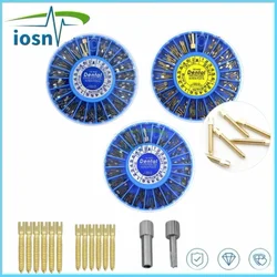 Poste de tornillo de acero inoxidable para odontología, herramienta Dental chapada en oro, de titanio, 120 unids/lote por caja