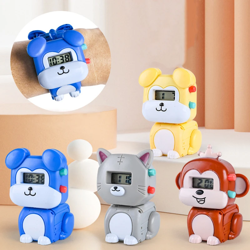 

Kids Cartoon Morphing Watch Children Funny Watches Robot Toys Boys Transforming Robot Wristwatches Puzzle Toy Montre Enfant