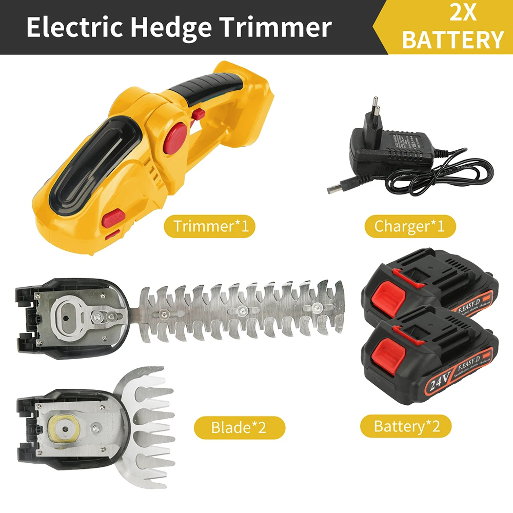 2-in-1 Elektrische Heckenschere 20000 U/min Handgeführte 2-Klingen-Grasschere Handrasenmäher Gartenschere Elektrowerkzeug für Makita 24V Akku