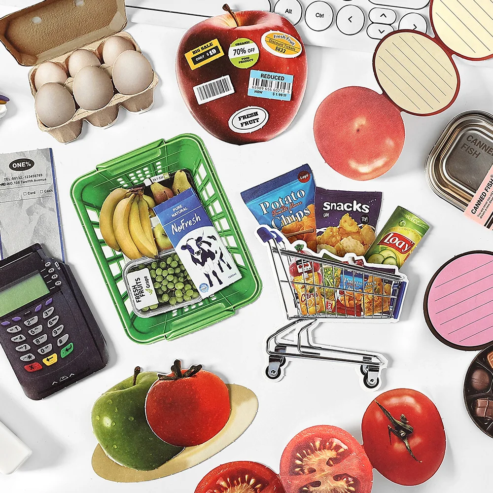 4 نمط 20 قطعة/حقيبة ملاحظات لاصقة ممتعة سلسلة ثانية المواد كتاب لطيف الغذاء كتيب مذكرات DIY بها بنفسك مواد الديكور بطاقات الورق