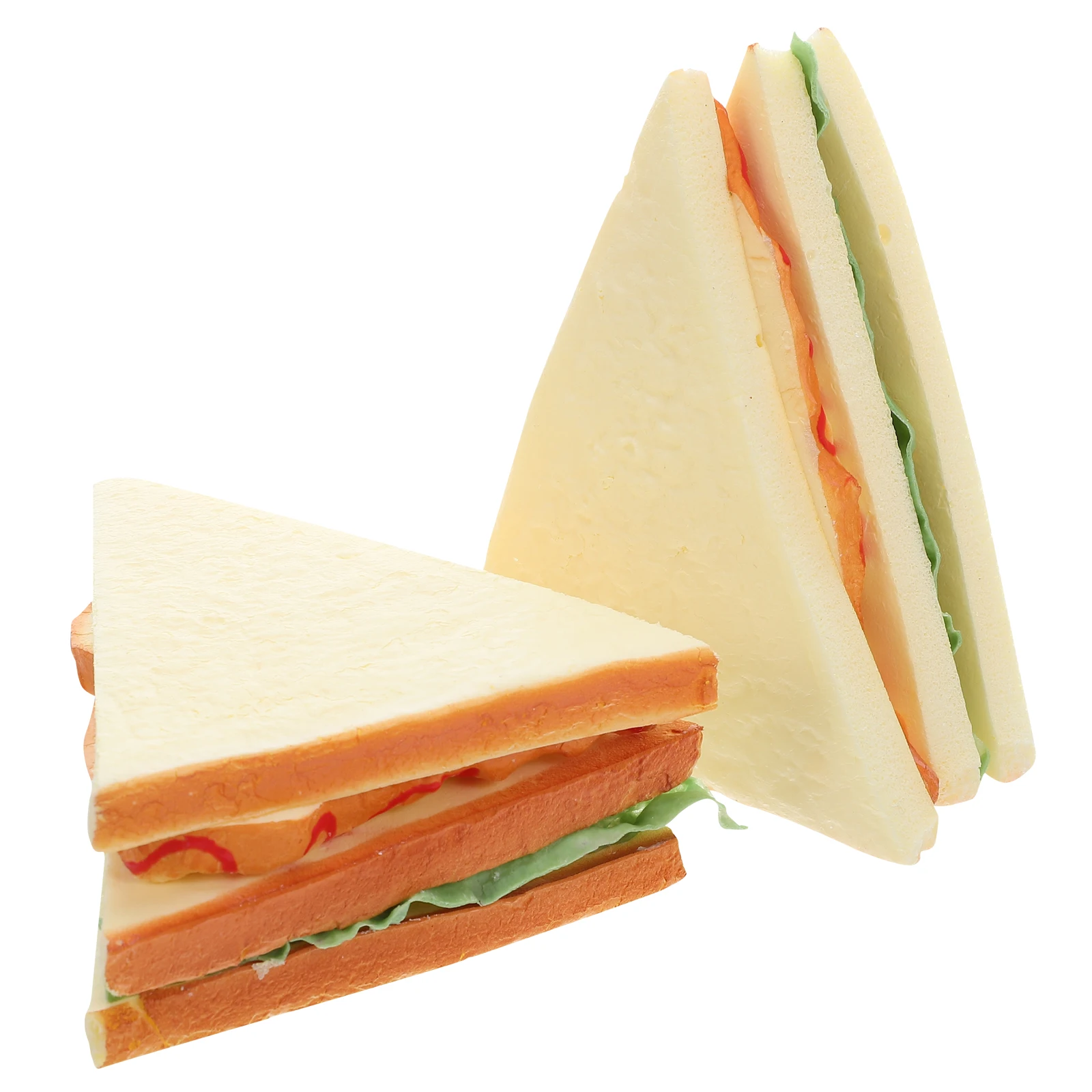 

2 Pcs Simulated Sandwich Props Bread Fake Realistic Food Artificial Hamburger Model Pu Child Toy Toast