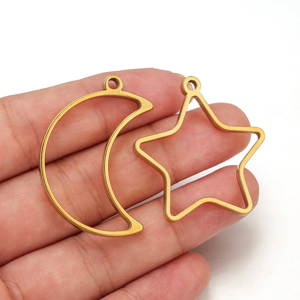 10個入り ステンレス製 幾何学模様 メタルコネクターチャーム フレームベース DIY エポキシ樹脂 UVクリスタルモールド ジュエリーネックレス用