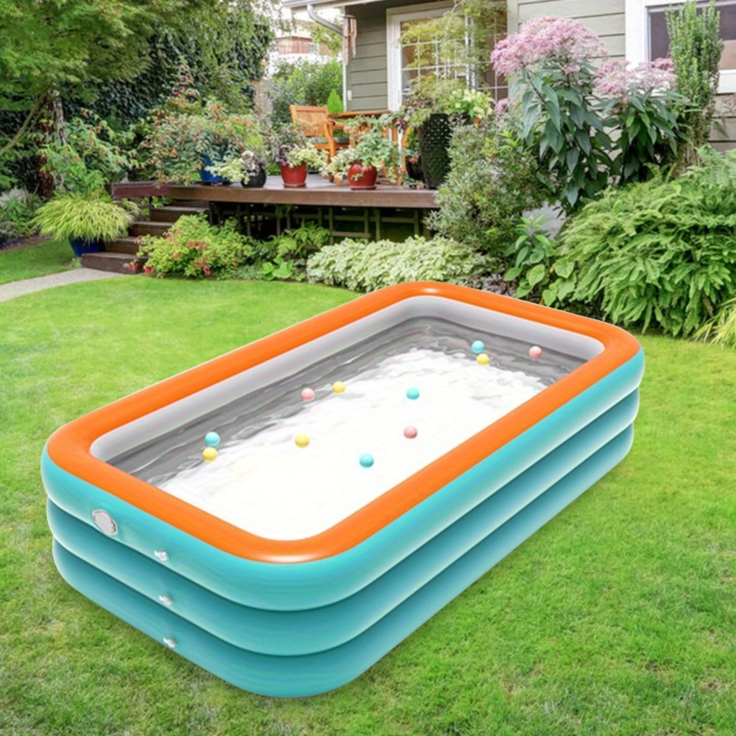 

1PC Extra Large Thickened 70/82/102/120 Inch 3-Layer Inflatable Pool, Durable PVC Small Swimming Pool, Easy To Install, Suitabl