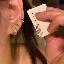 4Pcs/set Zircon Crystal Hoop Earrings for Women Egirl New Y2K Stainless Steel Aesthetic Earring Cool Daily Wear Jewelry Gifts