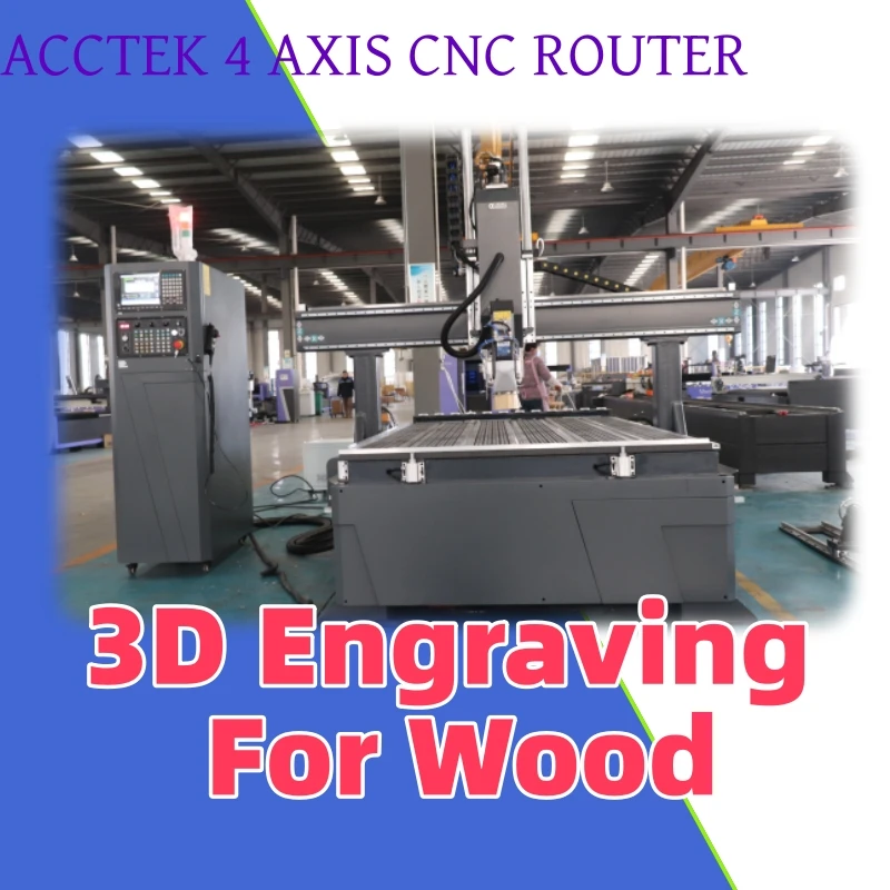 4 Axis CNC Wood Router Machine 2D 3D Woodworking Milling Tools Alunimun Engraver Auto Carving Euqipment with 9KW Spindle