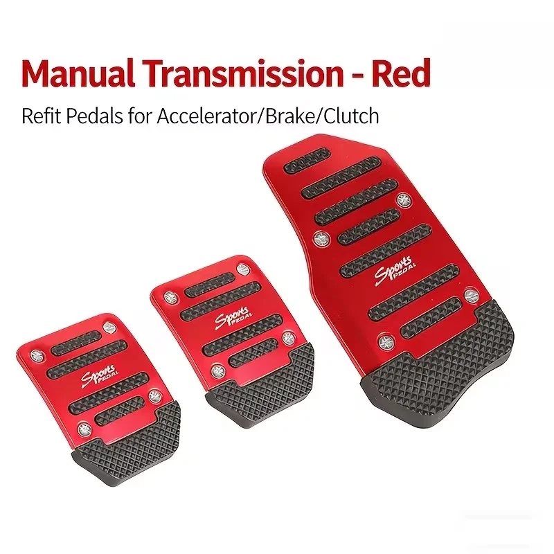2/3PCS Car Pedal Cover Set Manual Automatic, Anti-Slip Brake Accelerator Clutch Pedal Pad, Universal Metal Interior Trim view 4