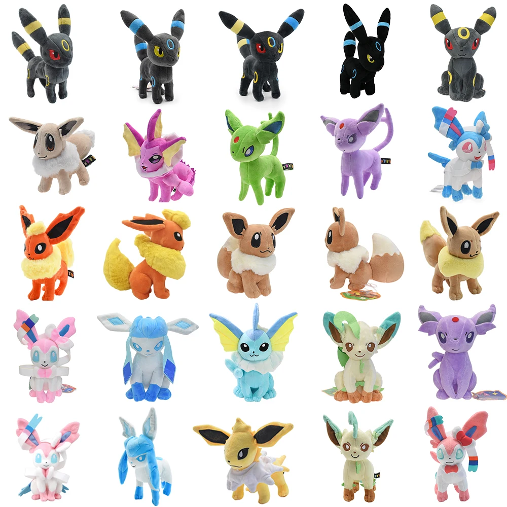 

Eevee Pokemon Plush Toys Shiny Umbreon Vaporeon Glaceon Sylveon Sitting Standing Posture Espeon Leafeon Soft Stuffed Doll Gifts