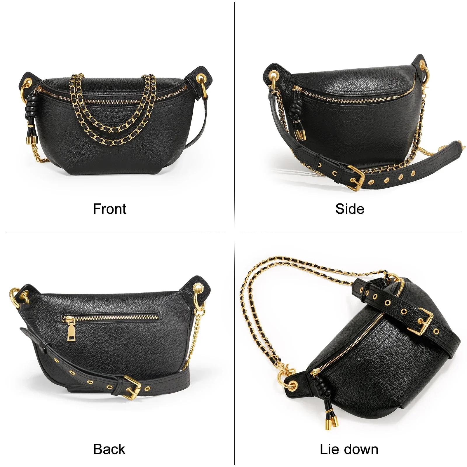 ITAMOOD Genuine Leather Waist Packs for Women Fashion Fanny Pack Belt Bag Luxury Designer Trendy Crossbody Bag