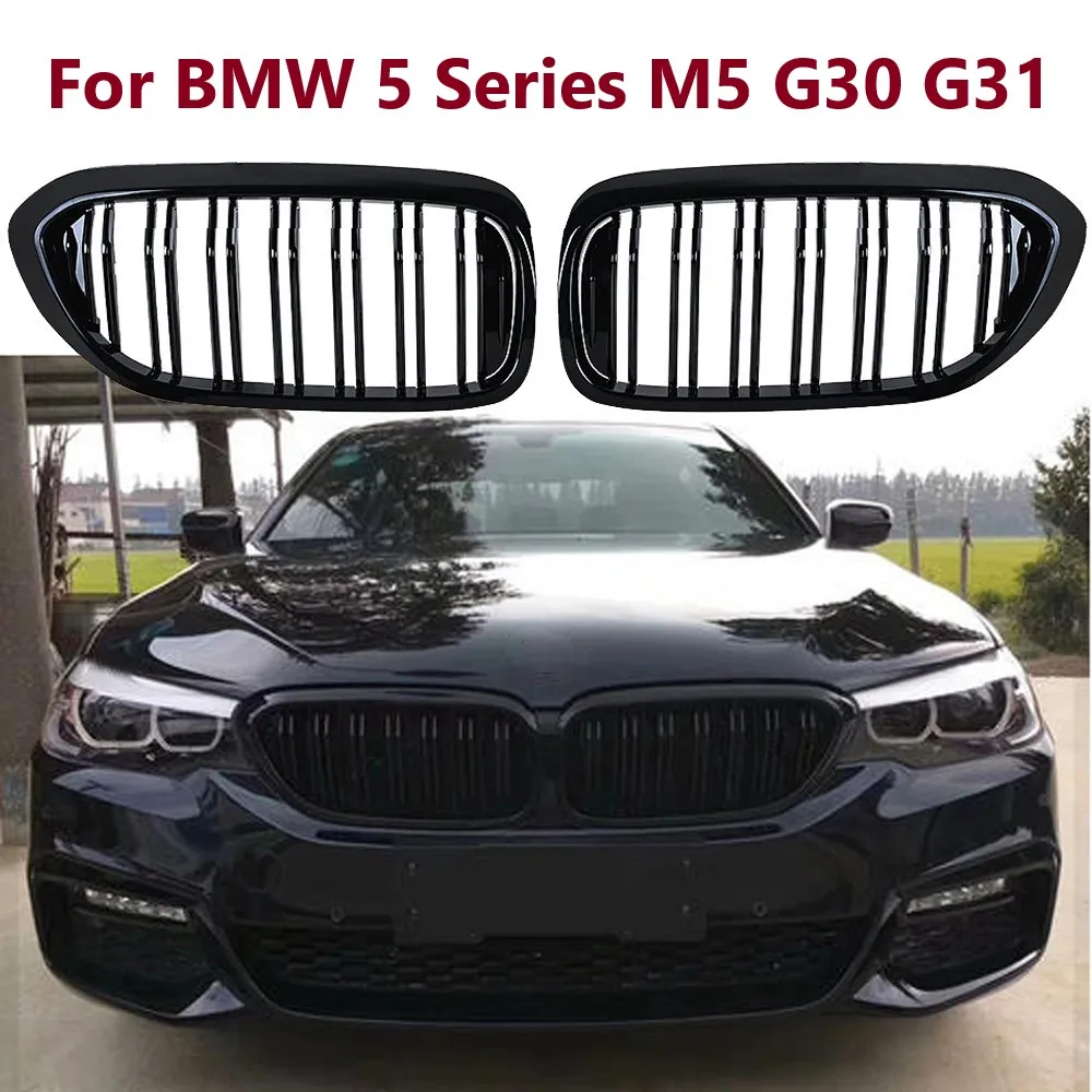 

51137390865 51137390866 For BMW 5 Series M5 G30 G31 520i 530i 540i Gloss Black/Carbon Look Car Front Bumper Grill ABS 2-Slat