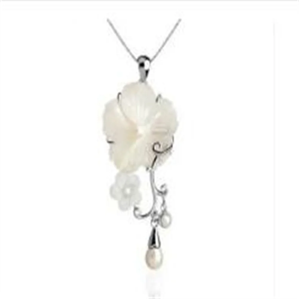 New Sea Shell Pendant 925-Sterling-Silver Maxi Natural Necklace Pearls Women Declaration Necklace