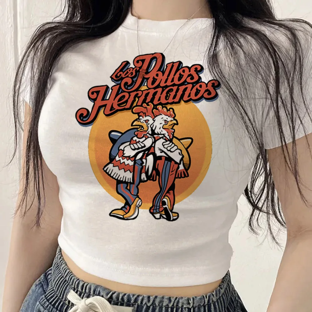 Breaking Bad Los Pollos Hermanos crop top women summer dollette y2k top tees scene  streetwear vintage dollette cute