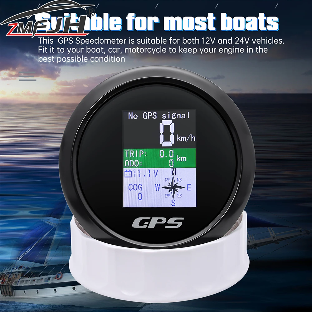 

GPS-спидометр 85 мм с одометром, функцией ODO, COG, Trip, GPS-антенной, вольтметром и компасом для автомобилей, морских судов и лодок, универсальный, 12В/24В
