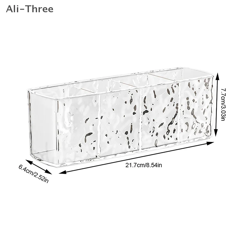 4グリッドウォーターリップルPS化粧品収納ボックスメイクブラシホルダーオーガナイザー口紅アイブロウペンシルデスクトップ収納ディスプレイスタンド